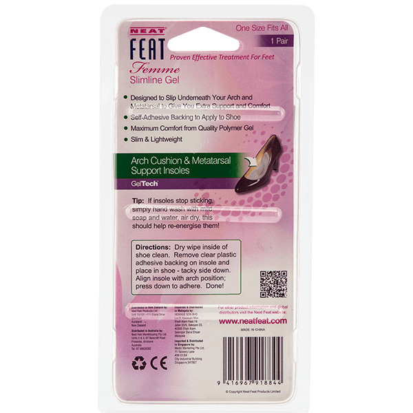 Femme Slimline Gel Arch Cushion & Metatarsal Insole Supporting Arch and Metatarsal - Neat Feat Foot & Body Care